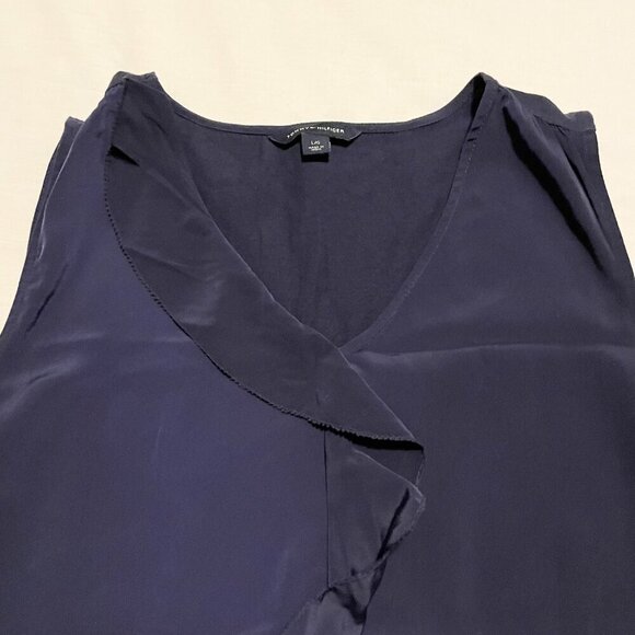 Tommy Hilfigure Womens Large Sleeveless Top Ruffle Front - Picture 2 of 16
